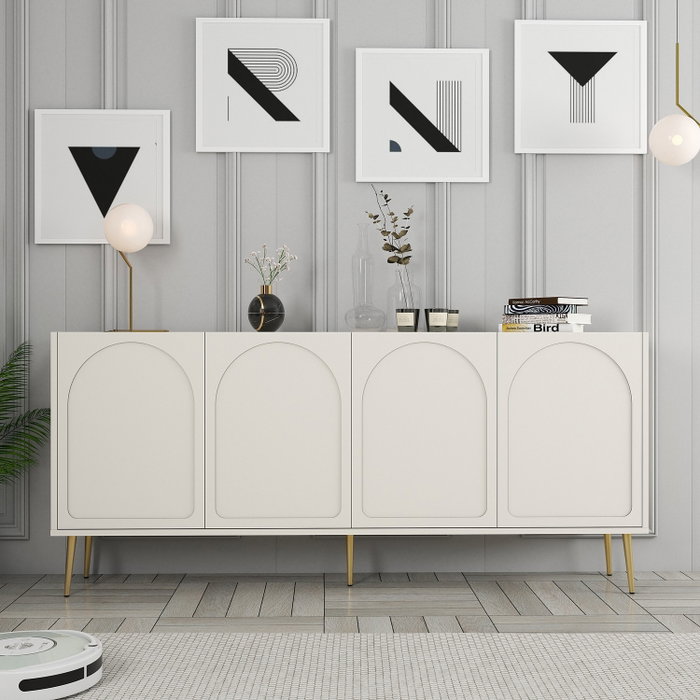 Hanah Home Lyon 80 Consola Crema y Oro 180x80x35cm